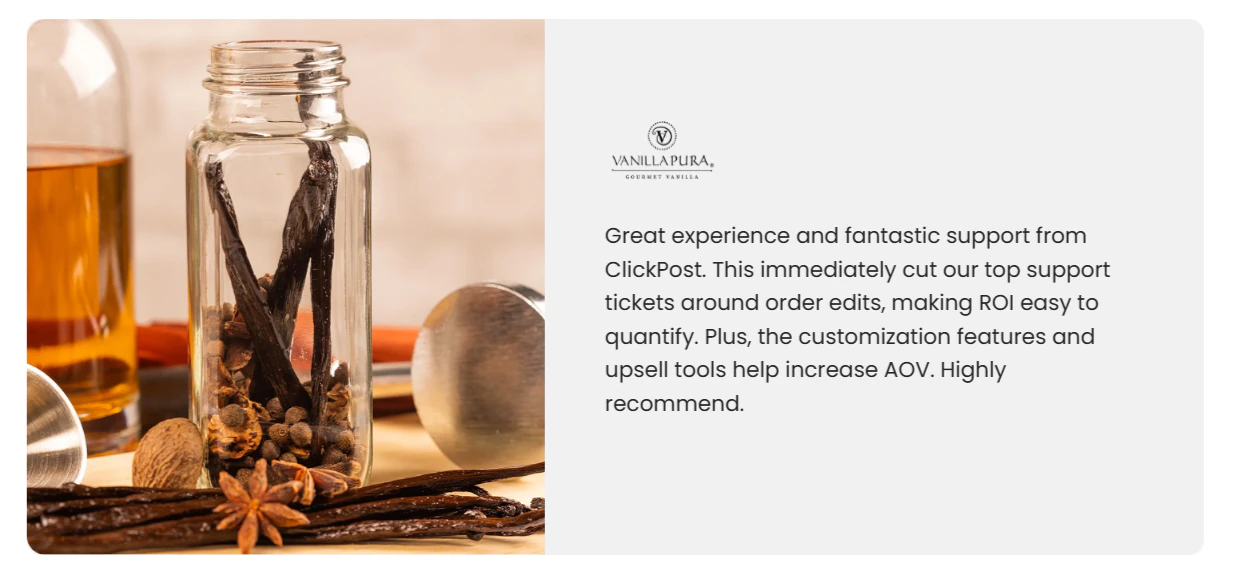 Vanillapura testimonial for ClickPost
